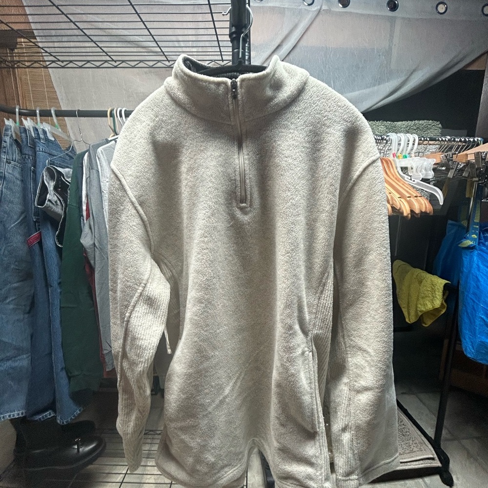 Men's Beige Zip-Up Sweater